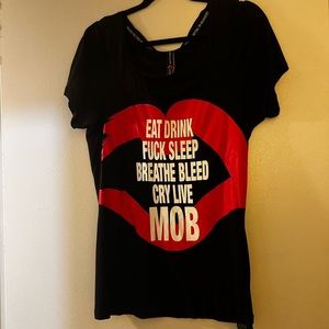 Married to the mob top: eat drink sleep f* breathe bleed cry live mob